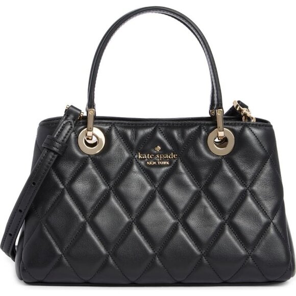 NWT ✅ Kate Spade CAREY ~ Small Quilted Sullivan Satchel K1489 ~ BLACK ✨ NWT - Picture 7 of 12